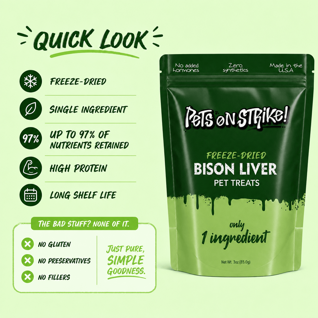 Freeze Dried Raw Bison Liver - Pets On Strike
